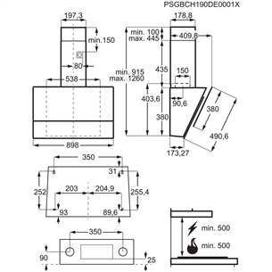 Electrolux, 700 m³/h, laius 89,8 cm, must - Õhupuhasti