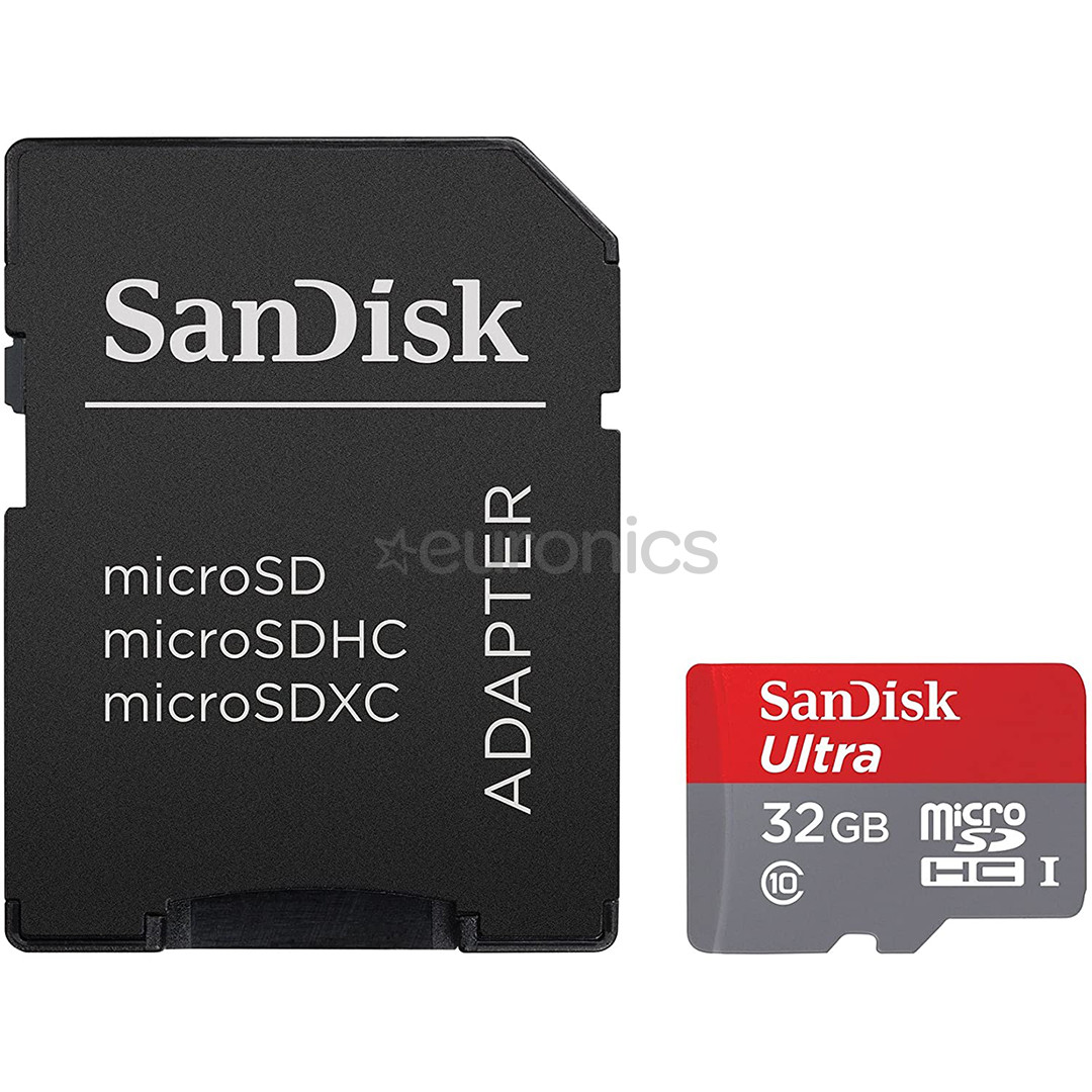 MicroSDHC mälukaart SanDisk Ultra + adapter (32 GB)