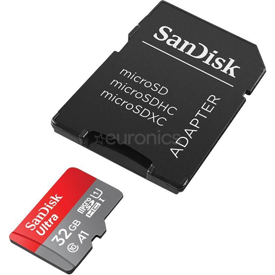 MicroSDHC mälukaart SanDisk Ultra + adapter (32 GB)