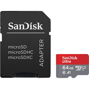 Карта памяти MicroSDXC SanDisk Ultra + адаптер (64 ГБ)