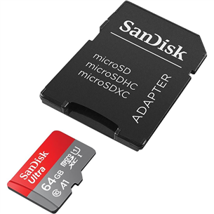 MicroSDXC mälukaart SanDisk Ultra + adapter (64 GB)