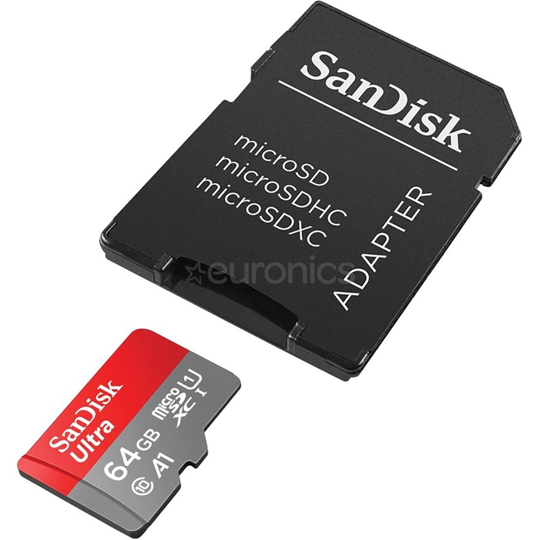 MicroSDXC mälukaart SanDisk Ultra + adapter (64 GB)