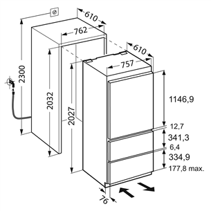 Liebherr, 402 L, height 203 cm - Built-in Refrigerator