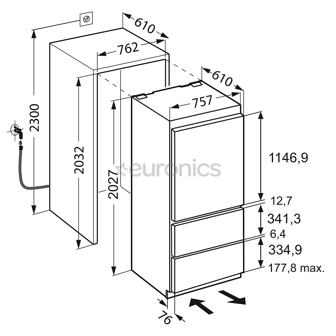 Liebherr, 402 L, kõrgus 203 cm - Integreeritav külmik