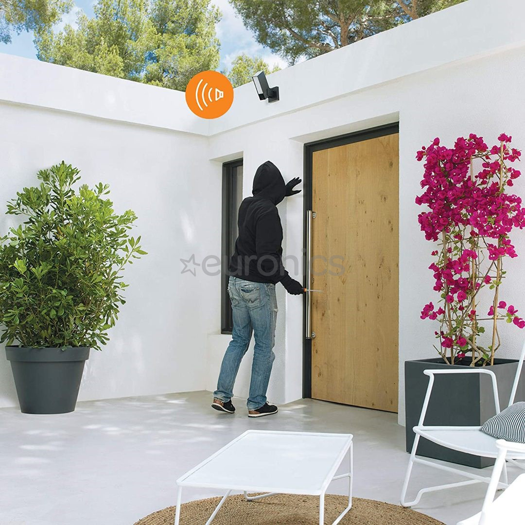 Netatmo Presence, 4 МП, WiFi, обнаружение людей, автомобилей и животных, ночной режим, черный - Наружная камера видеонаблюдения ссо светильником и сиреной