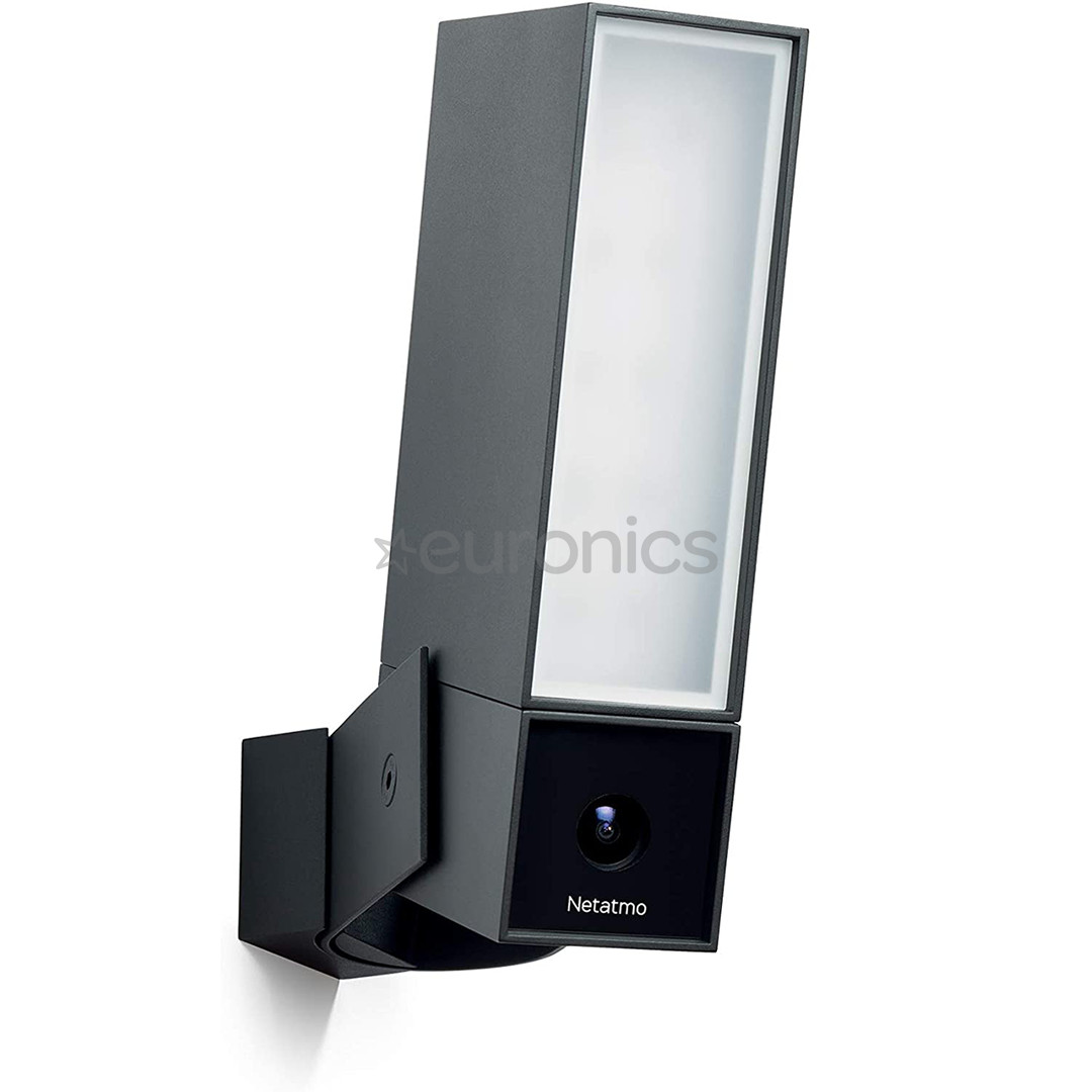 Netatmo Presence, 4 МП, WiFi, обнаружение людей, автомобилей и животных, ночной режим, черный - Наружная камера видеонаблюдения ссо светильником и сиреной