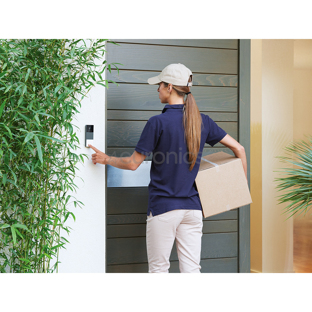 Netatmo Smart Video Doorbell, 2 МП, WiFi, обнаружение людей, ночной режим, черный/серый/белый - Умный дверной звонок с камерой