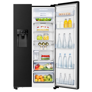 Hisense, water & ice dispenser, 562 L, height 179 cm, black - SBS Refrigerator