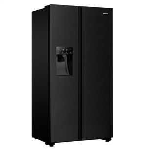 Hisense, water & ice dispenser, 562 L, height 179 cm, black - SBS Refrigerator