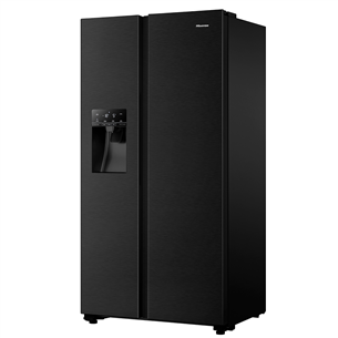 Hisense, water & ice dispenser, 562 L, height 179 cm, black - SBS Refrigerator