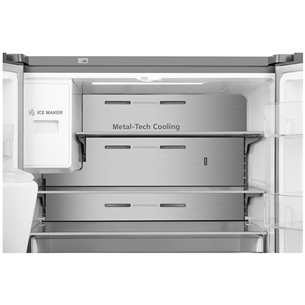 Hisense, water & ice dispenser, 585 L, height 179 cm, inox - SBS Refrigerator