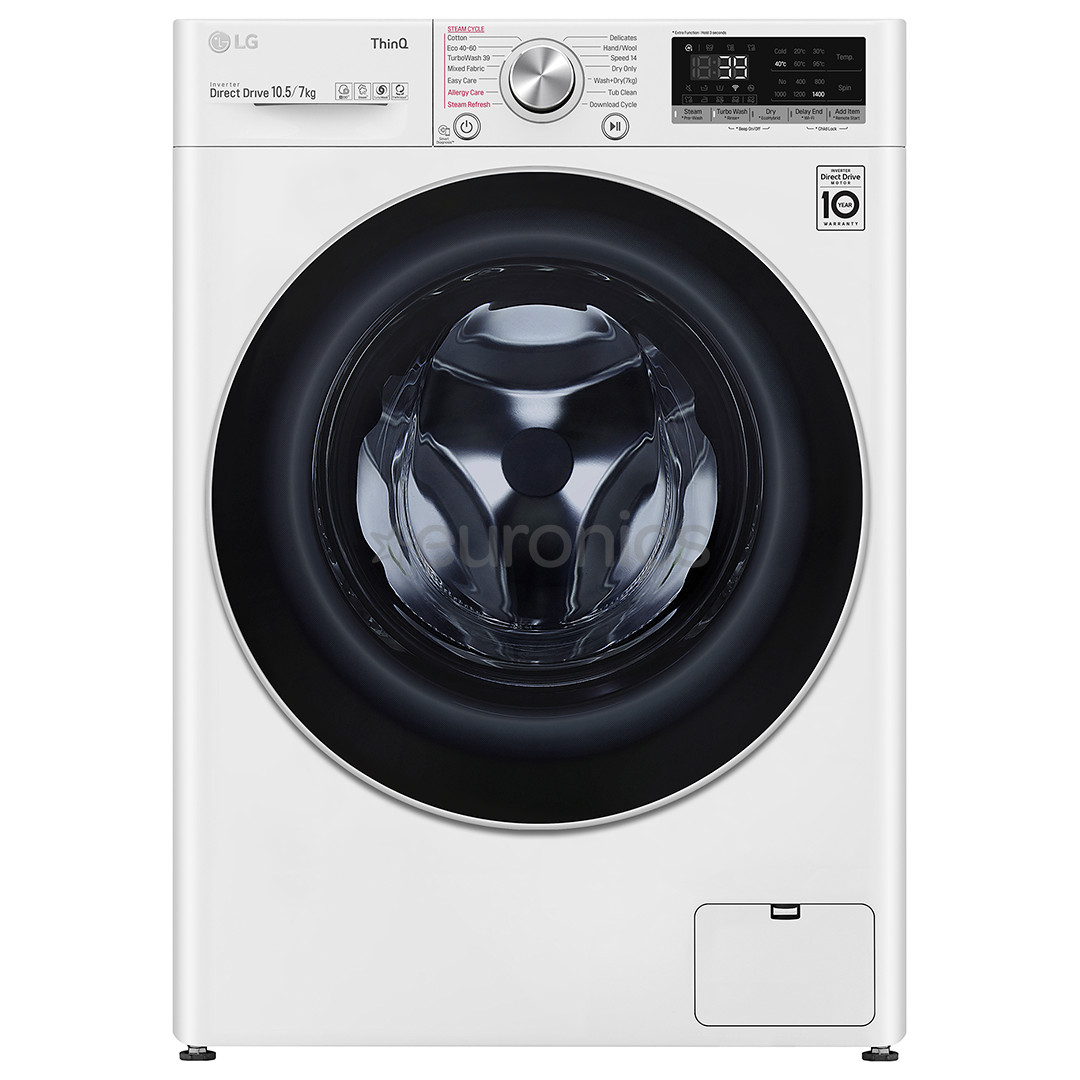 LG, 10,5 kg / 7 kg, sügavus 56,5 cm, 1400 p/min - Kuivatiga pesumasin