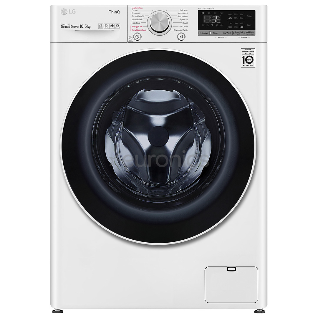LG, SmartThinQ, 10,5 kg, sügavus 56,5 cm, 1400 p/min - Eestlaetav pesumasin