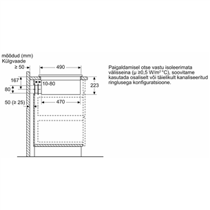 Bosch seeria 6, laius 80,2 cm, raamita, must - Integreeritav induktsioonpliidiplaat õhupuhastiga