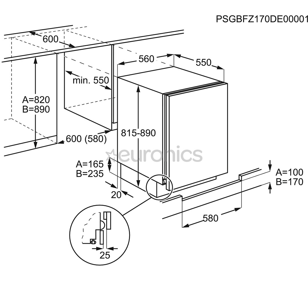 Electrolux, 127 L, height 82 cm - Built-in Cooler