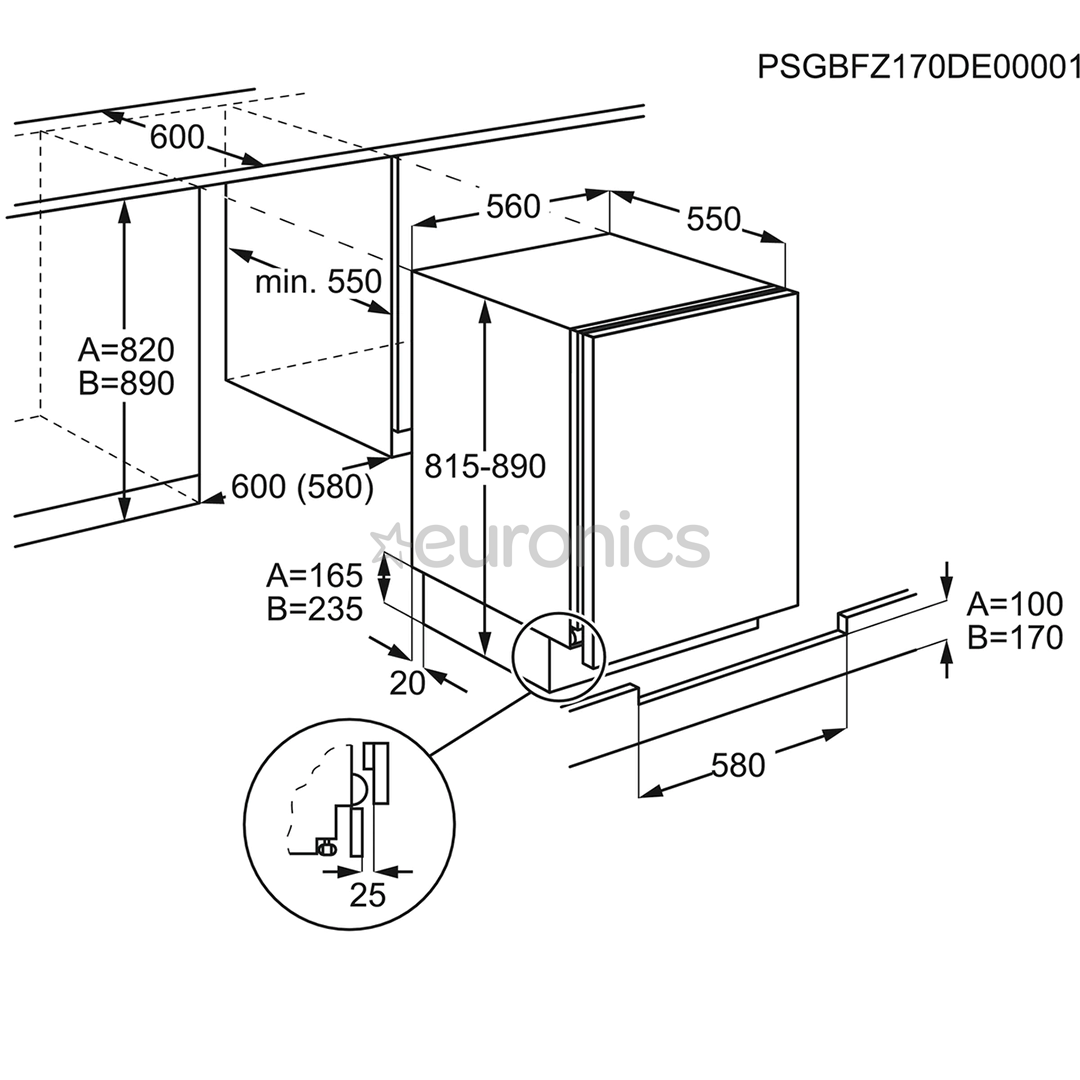 Electrolux, 127 L, height 82 cm - Built-in Cooler