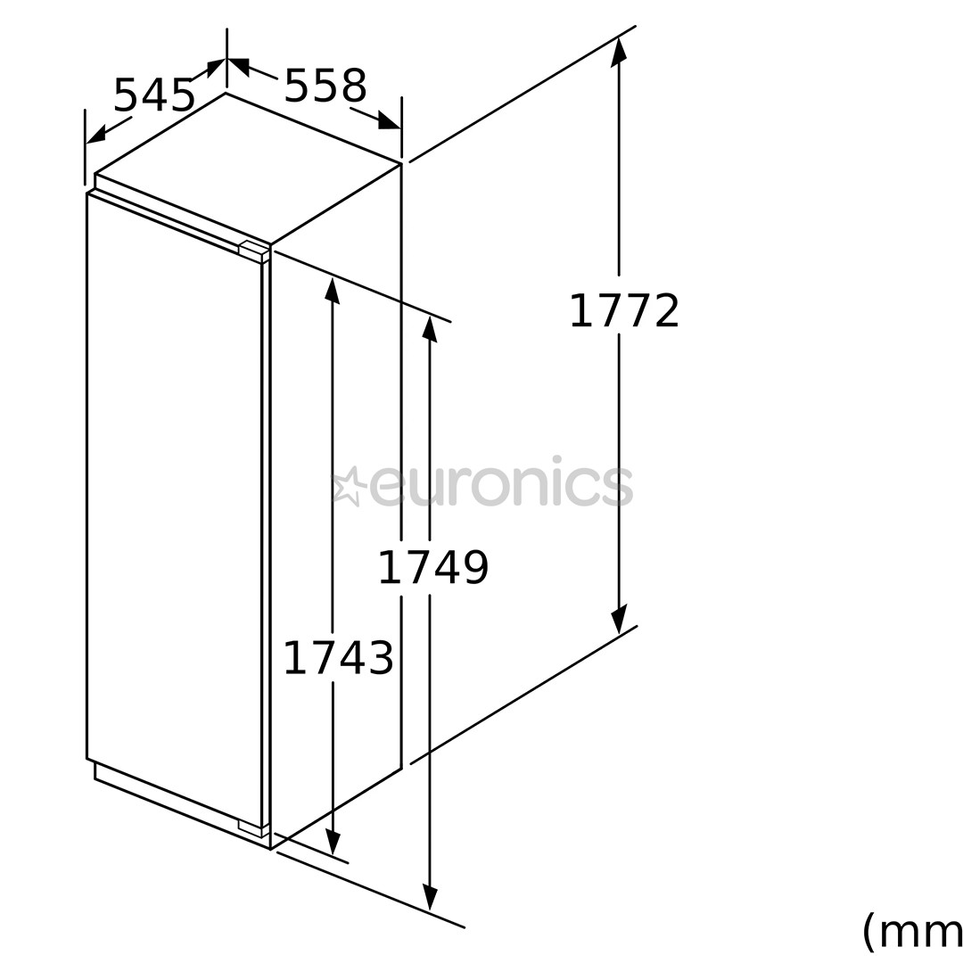 Bosch, 212 л, высота 178 см - Интегрируемый морозильник