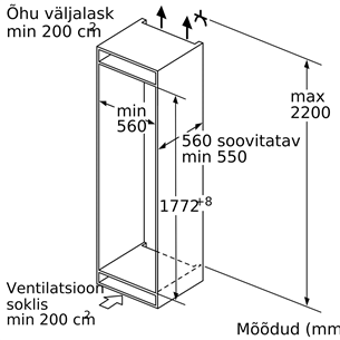 Bosch, 212 L, kõrgus 178 cm - Integreeritav sügavkülmik