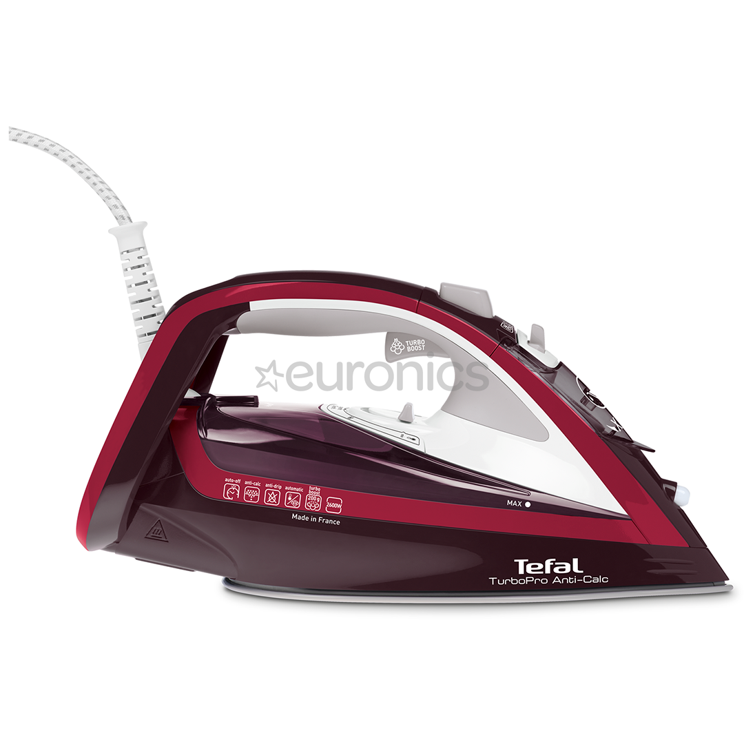 Tefal Turbo Pro Anti-calc, 2600 W, red/white - Steam iron