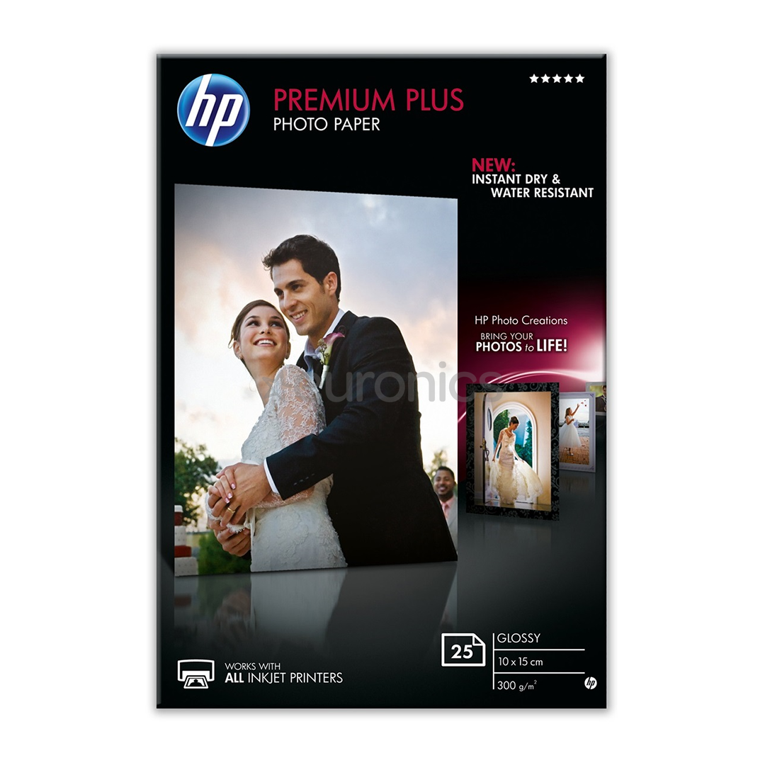 Photo Paper HP Premium Plus Glossy 10x15 cm (25 sheets), CR677A Euronics