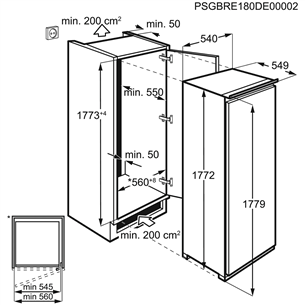 Electrolux, 311 L, height 178 cm - Built-in Cooler