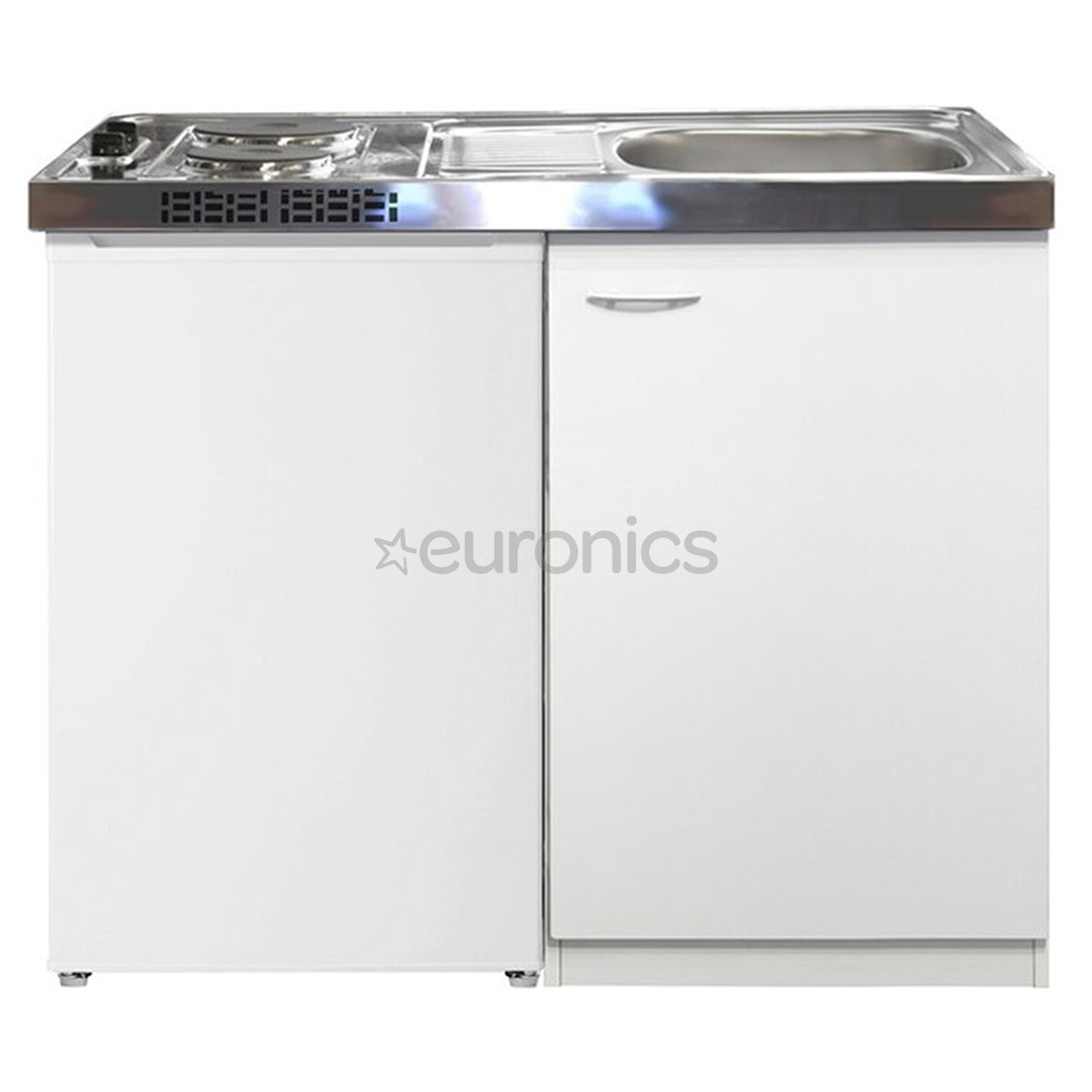 Limatec MKZ100, külmik + aluskapp + valamu + pliidiplaat, valge/hall - Miniköök