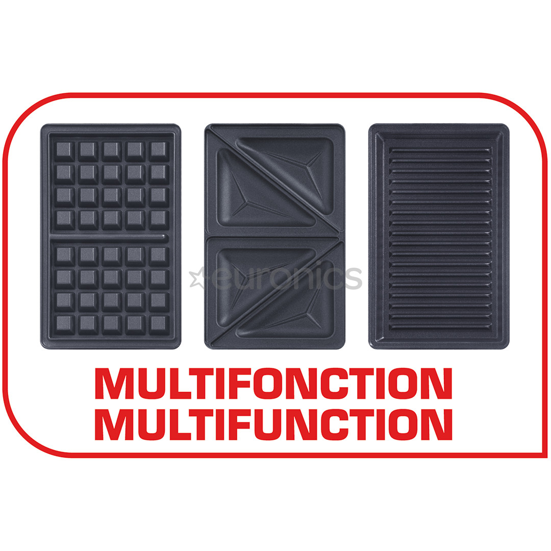 Tefal Snack Time, 3 in 1, 700 W, black/inox - Sancwich toaster