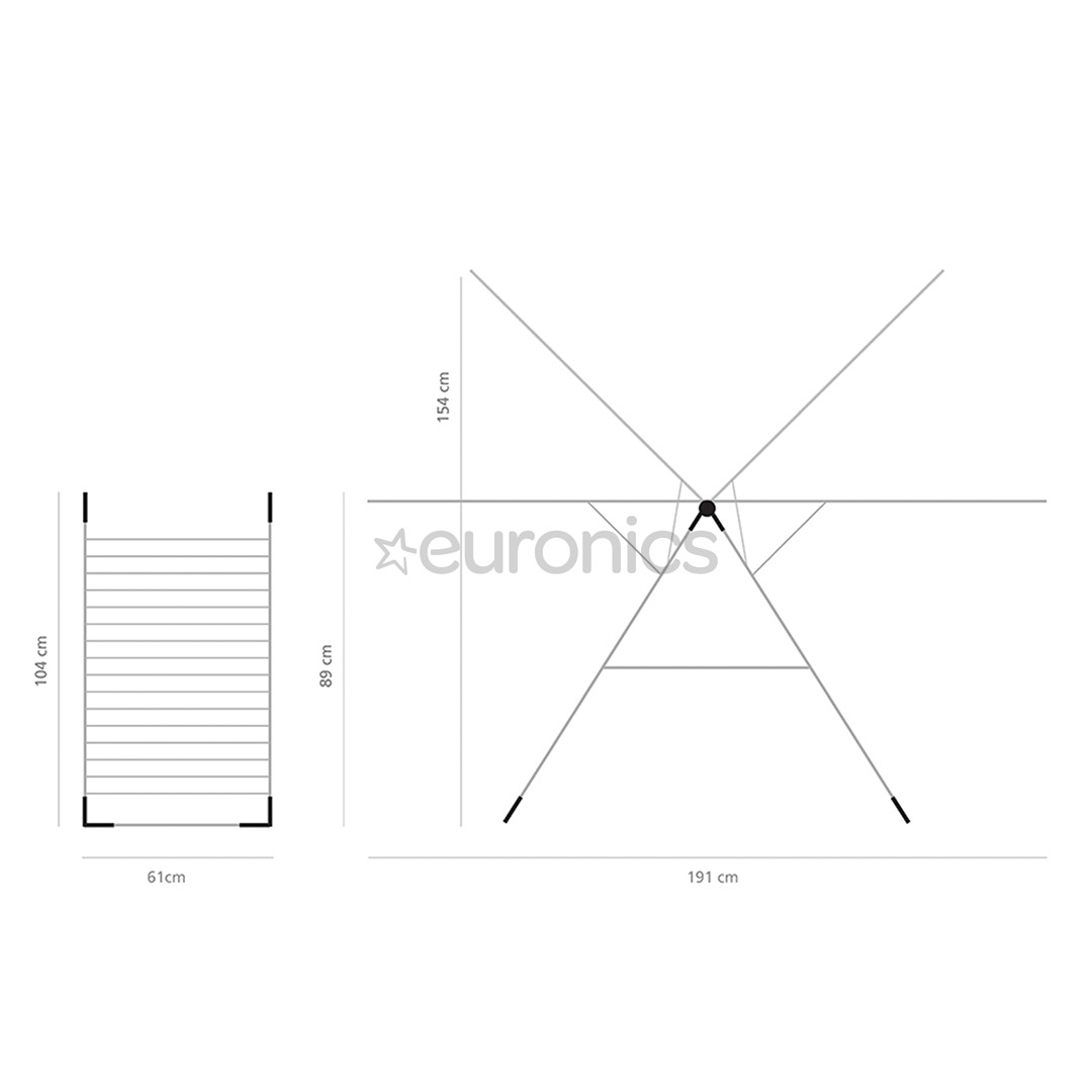 Kuivatusrest Brabantia T-mudel 20 m + pesulõksud