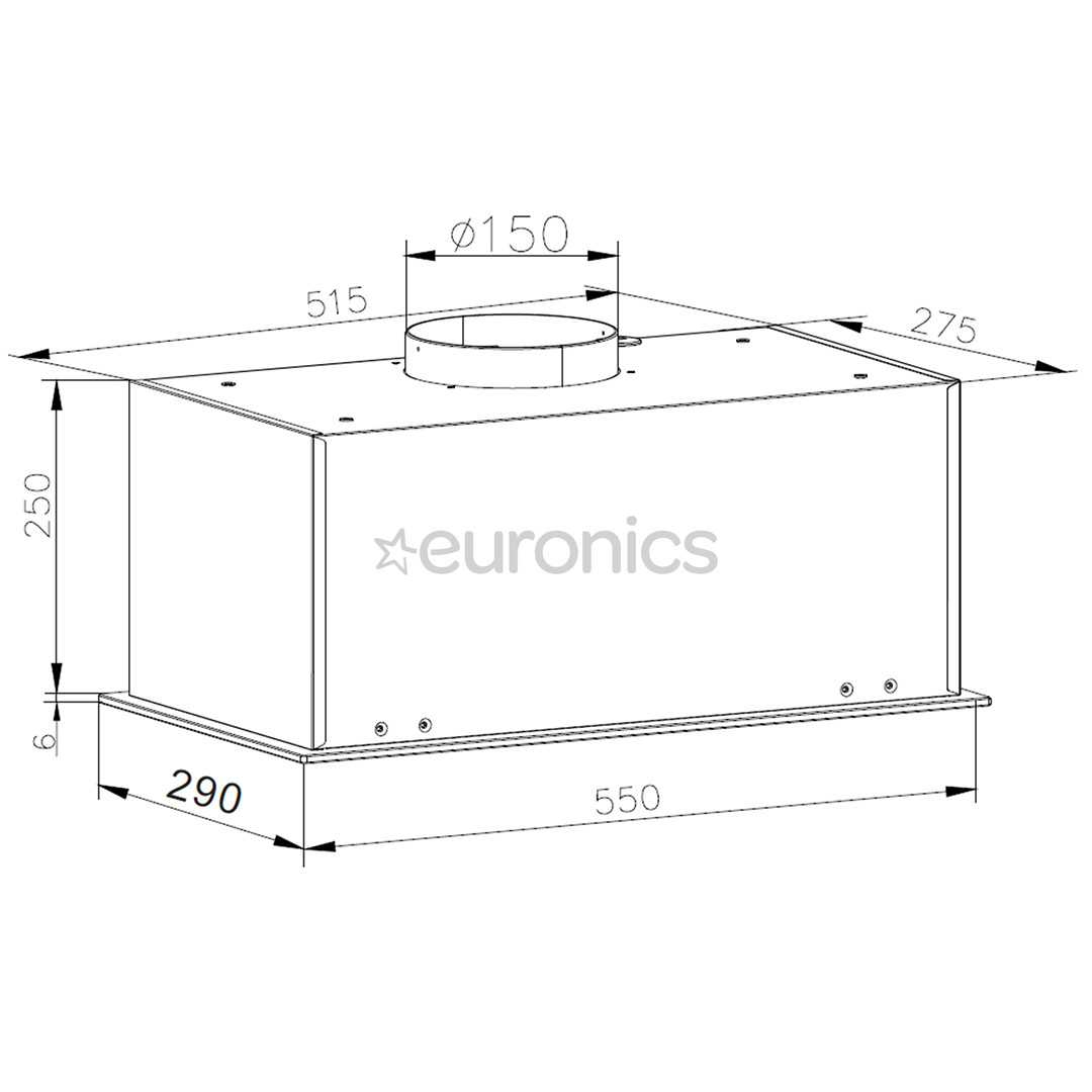 Hansa, 462 м³/ч, ширина 55 см, черный - Интегрируемая вытяжка