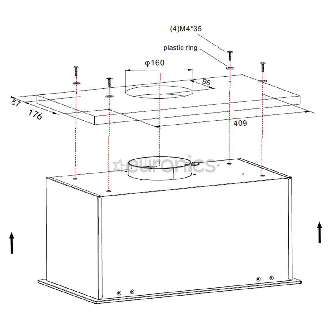 Hansa, 462 м³/ч, ширина 55 см, черный - Интегрируемая вытяжка