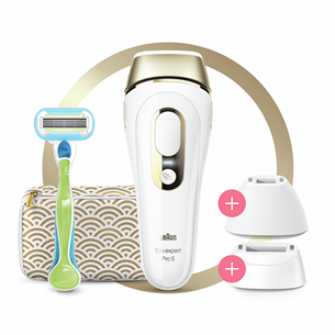 Braun Silk-expert Pro 5, shaver Venus Extra Smooth + pouch, white/gold - IPL Hair Removal