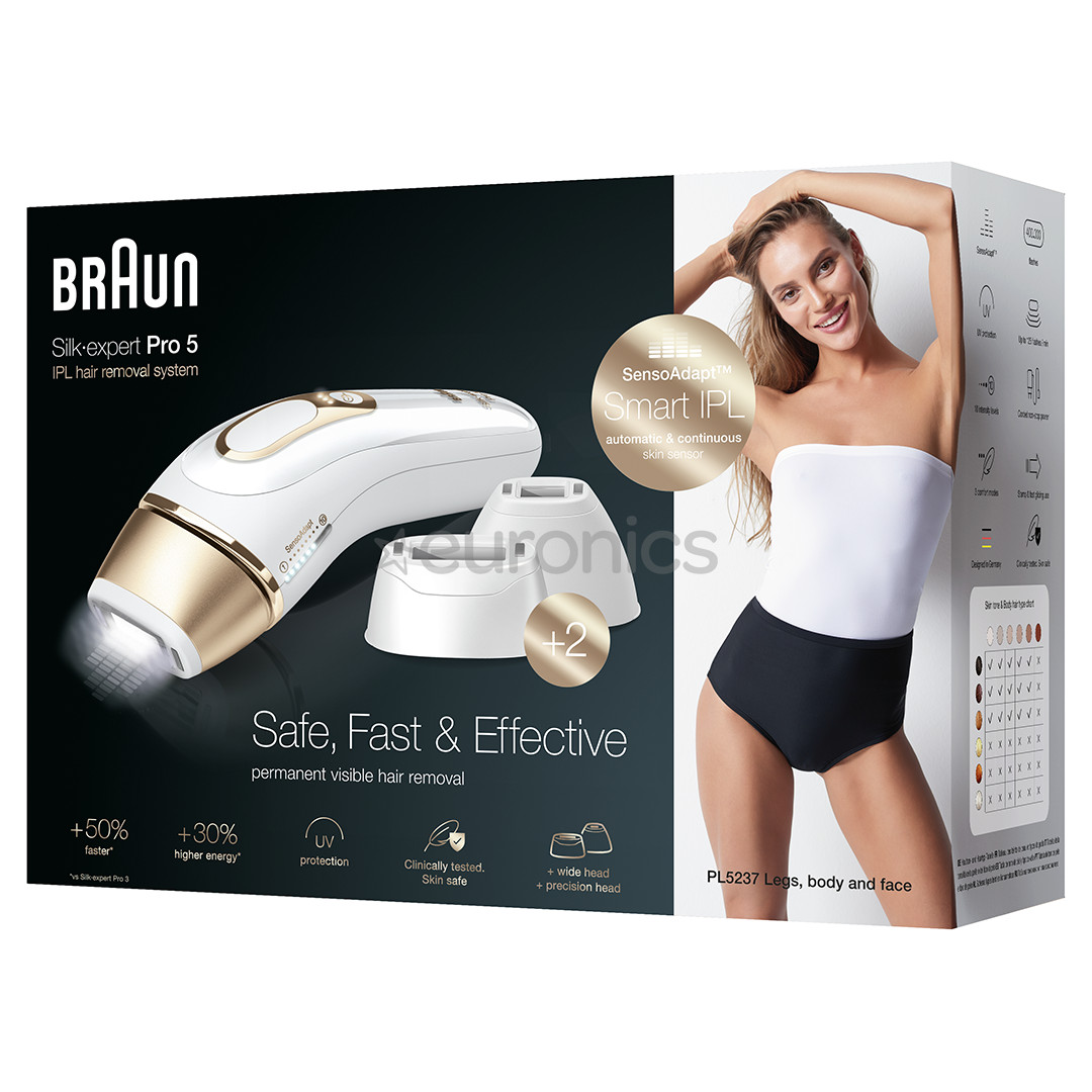 Braun Silk-expert Pro 5, shaver Venus Extra Smooth + pouch, white/gold - IPL Hair Removal