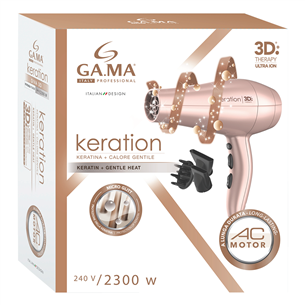 GA.MA Keration 3D Therapy Ultra Ion, 2300 W, pink - Hair dryer