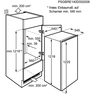 Electrolux, 208 L, height 122 cm - Built-in Cooler