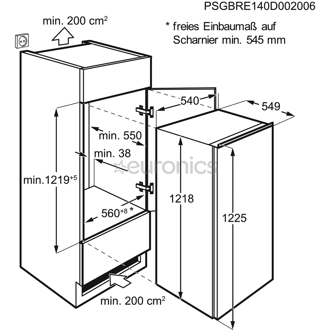 Electrolux, 208 L, kõrgus 122 cm - Integreeritav jahekapp