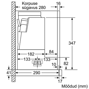 Bosch, 728 m³/h, laius 59,8 cm, hõbedane - Integreeritav õhupuhasti