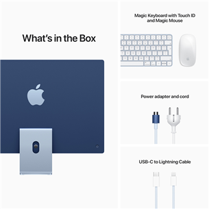 Apple iMac 24" (2021), M1 8C/8C, 8 GB, 512 GB, RUS, sinine - Kõik-ühes lauaarvuti