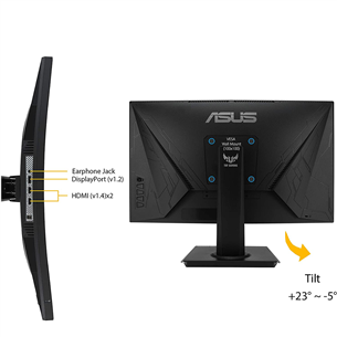 ASUS TUF GAMING VG24VQE, 24'', FHD, LED VA, 165 Hz, curved, black - Monitor