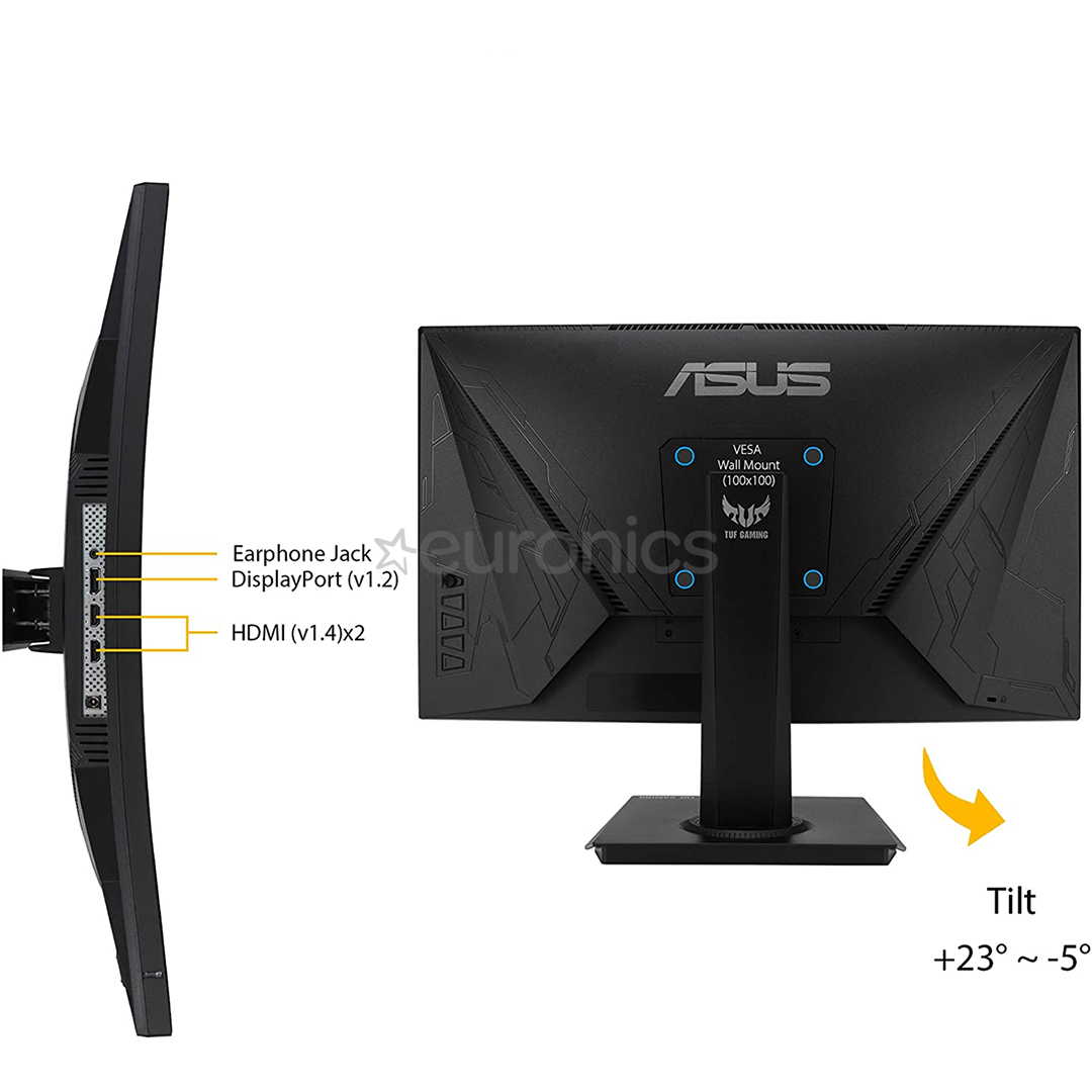ASUS TUF GAMING VG24VQE, 24'', FHD, LED VA, 165 Hz, nõgus, must - Monitor