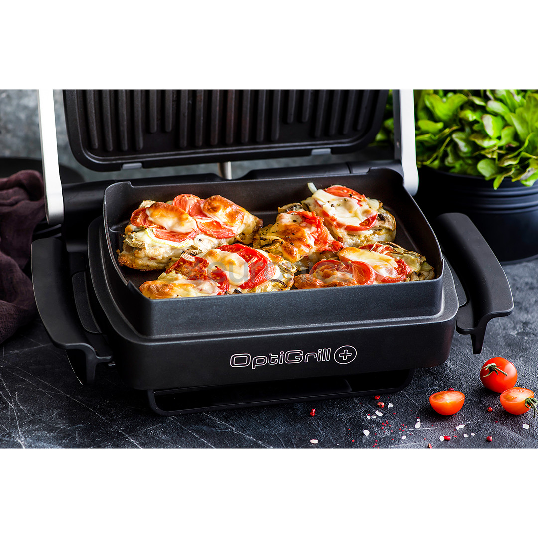 Tefal Optigrill+ + Snacking and backing XL, 2000 Вт, черный/нерж. сталь - Электрический гриль + насадка для запекания