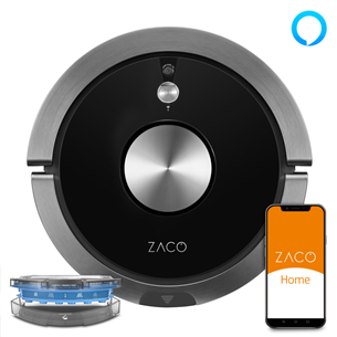 Zaco A9s Pro W&D, vacuuming and mopping, black/grey - Robot vacuum cleaner