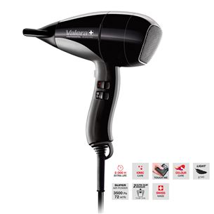 Valera Swiss Nano 9200 Ionic Rotocord, 2000 W, black - Hair dryer