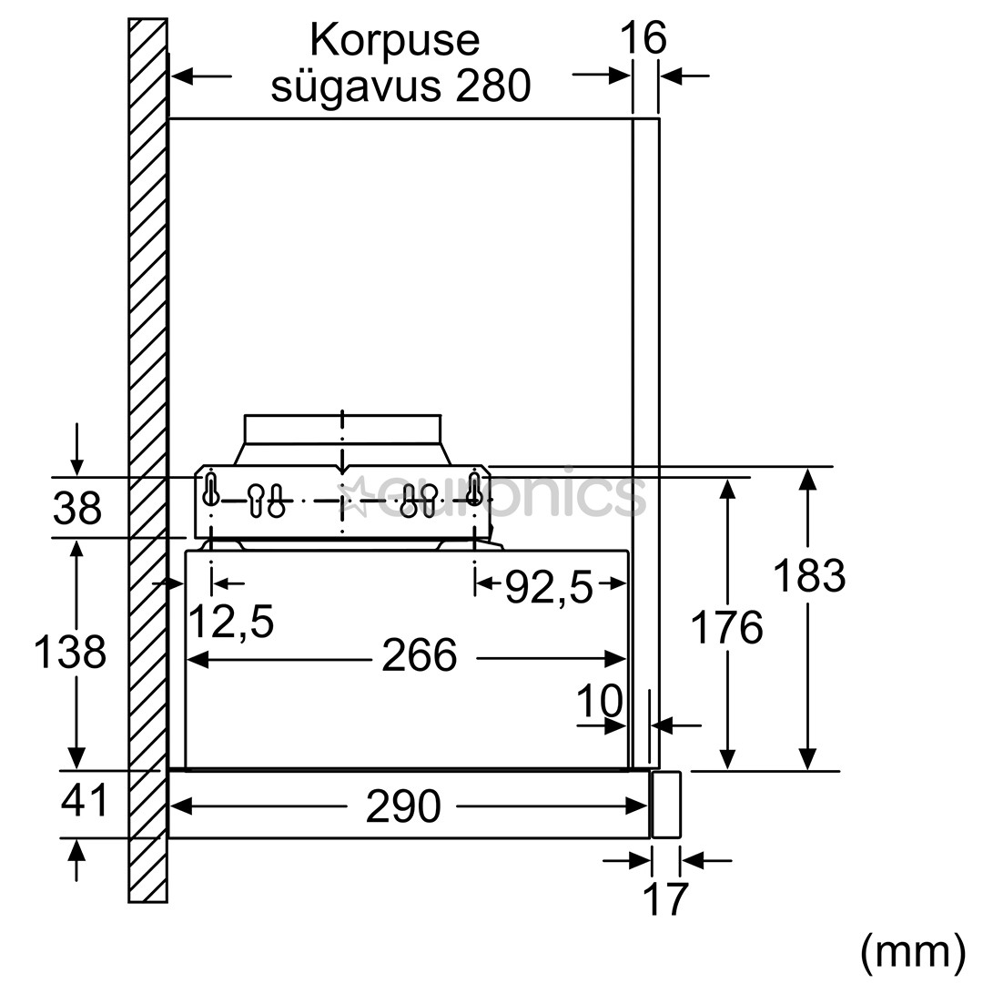 Bosch, 388 м³/ч, ширина 59,8 см, серебристый - Интегрируемая вытяжка