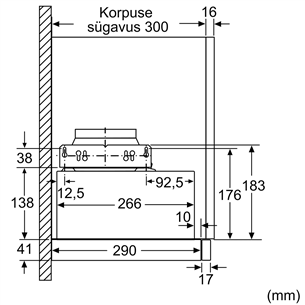 Bosch, 388 m³/h, laius 59,8 cm, hõbedane - Integreeritav õhupuhasti