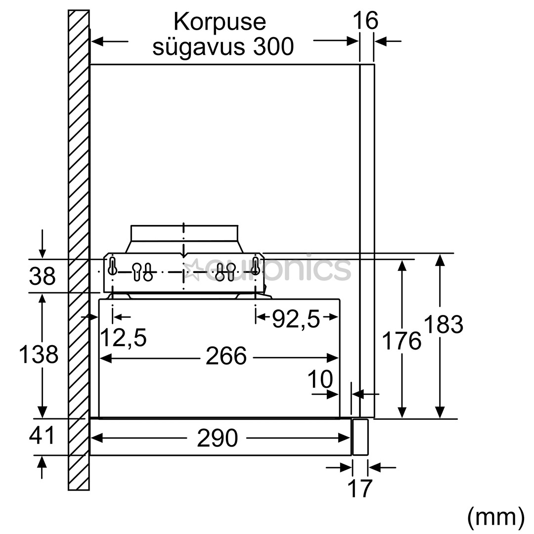 Bosch, 388 м³/ч, ширина 59,8 см, серебристый - Интегрируемая вытяжка
