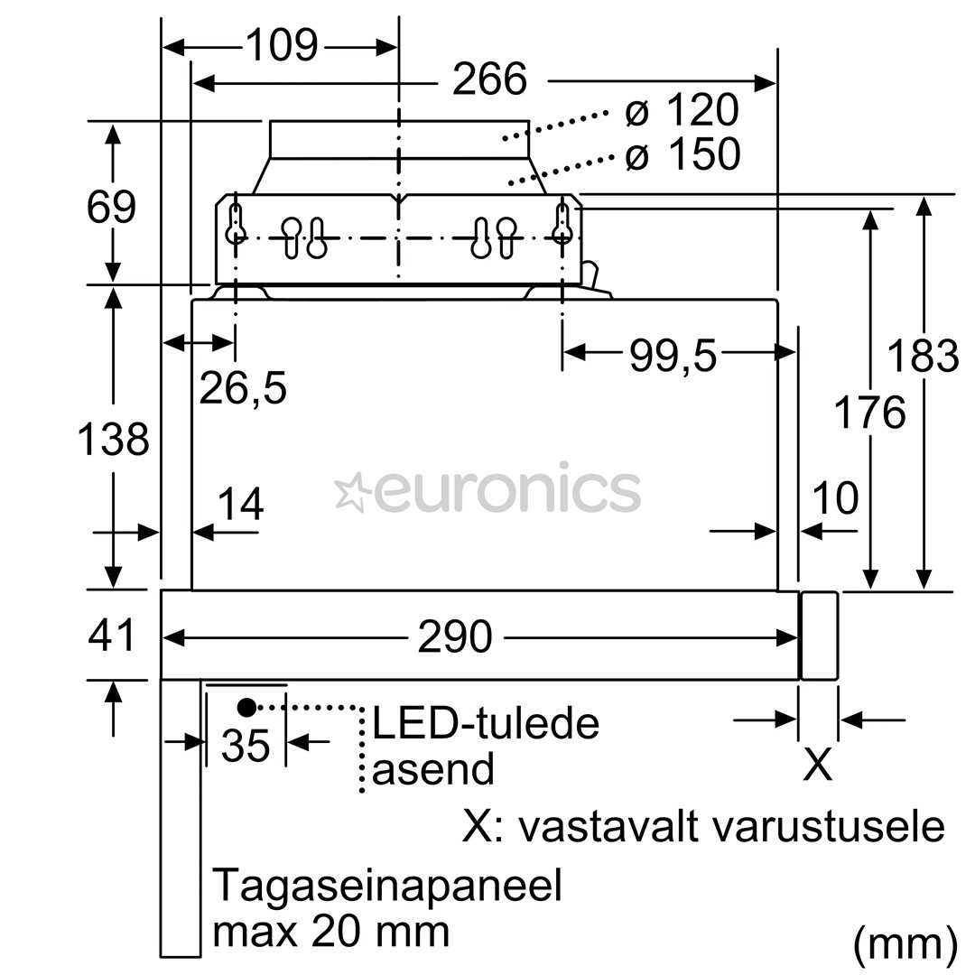 Bosch, 388 м³/ч, ширина 59,8 см, серебристый - Интегрируемая вытяжка