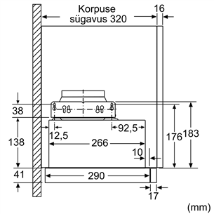 Bosch, 388 m³/h, laius 59,8 cm, hõbedane - Integreeritav õhupuhasti