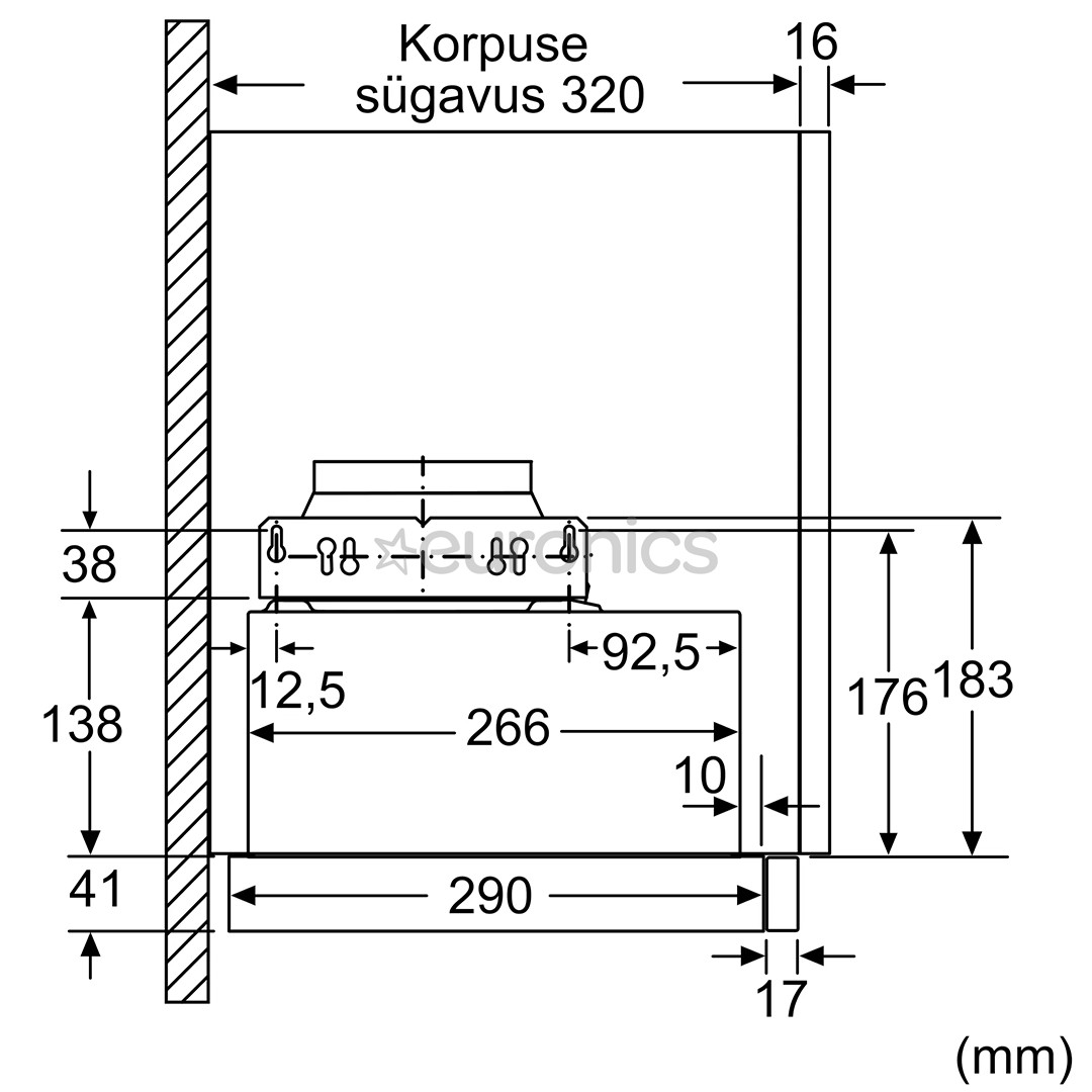 Bosch, 388 м³/ч, ширина 59,8 см, серебристый - Интегрируемая вытяжка