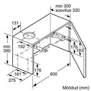 Bosch, 404 m³/h, laius 59,8 cm, hõbedane - Integreeritav õhupuhasti