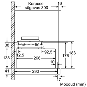 Bosch, 404 m³/h, laius 59,8 cm, hõbedane - Integreeritav õhupuhasti